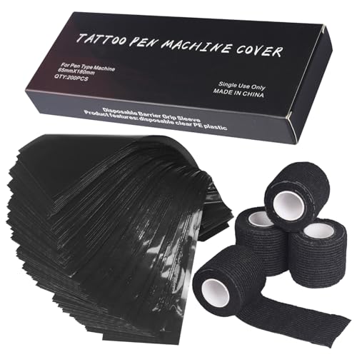 WZPB Tattoo Pen Machine Covers & Self-Adhesive Grip Tapes Kit