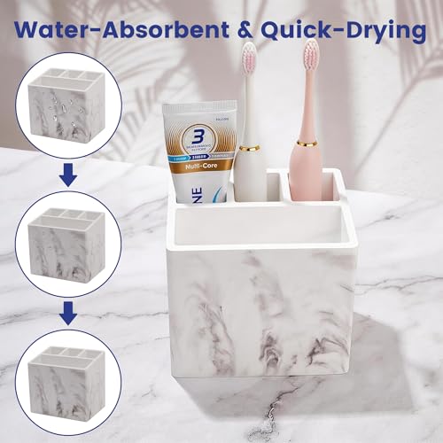 Diatomite Toothbrush Holder with 4 Slots for Bathroom Countertop, Kids & Electric Toothbrush Organizer