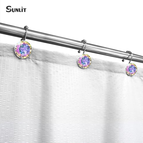 Sunlit Crystal Ab Round Diamond Shower Curtain Hooks - 12 Pack