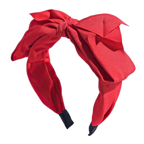 Red Big Bow Headband for Women and Girls Wide Knotted Hair Accessory