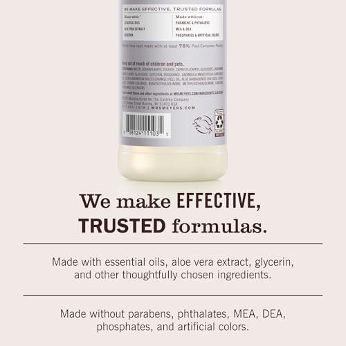 Mrs. Meyer's Lavender Liquid Dish Soap 16 Oz - Grease-Cutting & Gentle Scented