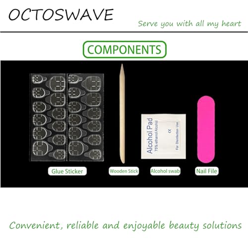 Octoswave Long Almond Press on Nails Leopard Tortoiseshell Glossy Brown 24Pcs