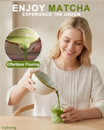 Vaiheng Premium Matcha Whisk Set with Ceramic Bowl, Bamboo Whisk and Scoop
