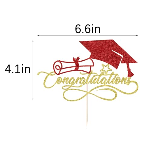 Congratulations Cake Topper for 2026 Graduation Party - Gold & Red