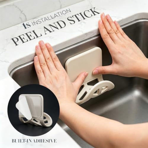 Brivdeto Flexible Silicone Sponge Holder - Adhesive Sink Caddy, 2-Pack