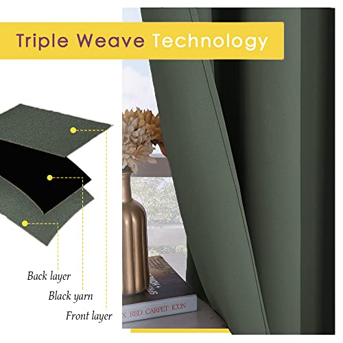 NICETOWN Thermal Insulated Blackout Curtains, Dark Mallard, 70"W x 54"L