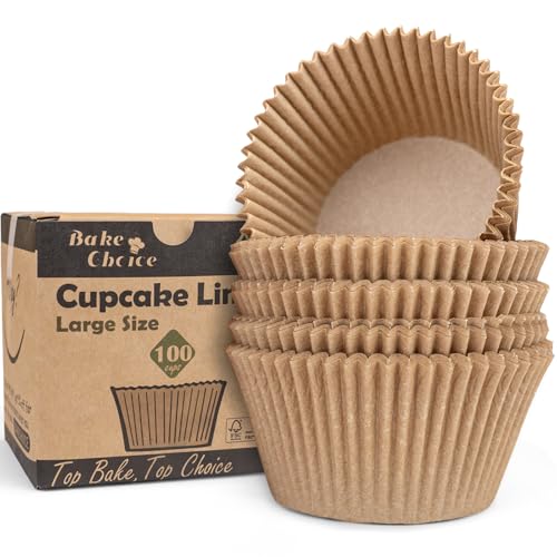 Bake Choice Jumbo Cupcake Liners - 100pcs Natural Non-Stick Muffin Cups