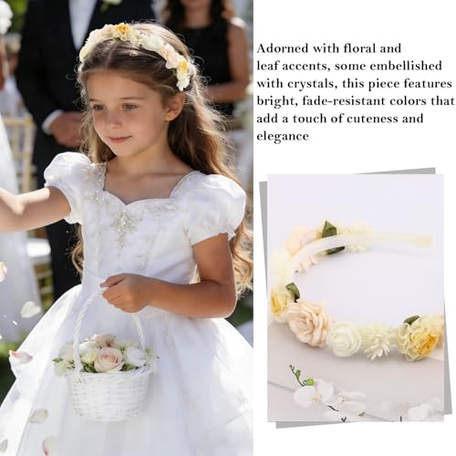 TODDER White and Pink Floral Headband for Girls, Toddlers & Kids