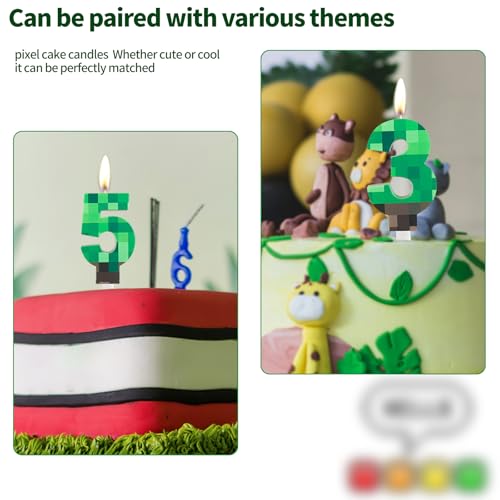 Green Number 5 Birthday Candle - Fun TNT Cake Topper