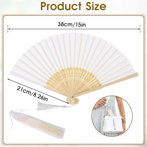 Elegant White Folding Hand Fan - Wooden & Paper Design for Weddings & Parties