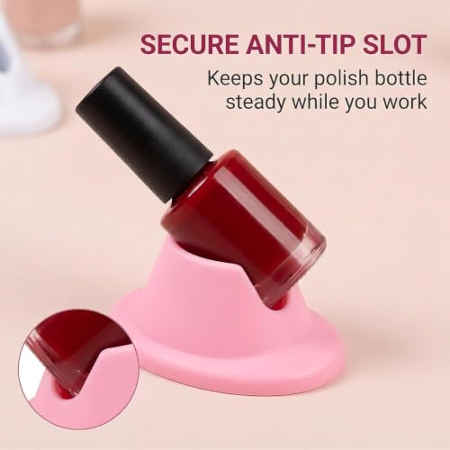 Tustao 2 Pcs Soft Rubber Nail Polish Bottle Holder Anti-Spill Stand