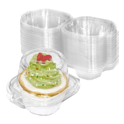 WIKDAY Individual Cupcake Containers, Clear Plastic - 50 Pack