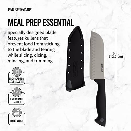 Farberware EdgeKeeper 5" Santoku Knife Pack of 12 with Self-Sharpening Blade Cover - Black/Gray
