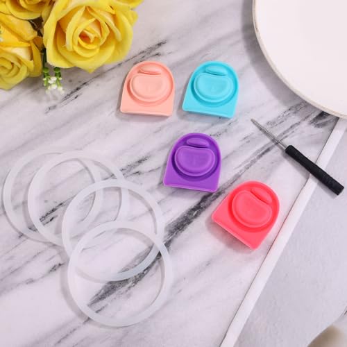4pcs Replacement Stoppers & 4pcs Bottle Seal Rings for Owala FreeSip 24oz 32oz, BPA-Free Silicone O Ring Water Bottle Top Lid Replacement Parts for 16/19/24/32/40oz Gasket Plug Accessories(Colorful)