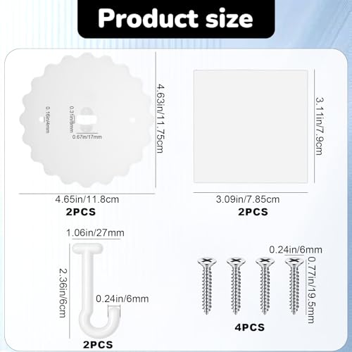 Adhesive Ceiling Hooks for Mosquito Nets - 2 Pack White Canopy Mounts