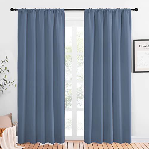 NICETOWN Blackout Curtains - 52" x 84" Thermal Insulated Drapes, Stone Blue