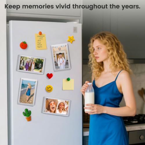 DomeStar 4x6 Magnetic Acrylic Picture Frames for Fridge - 4 Pack