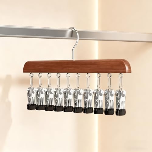 Walnut Brown 4-Pack Wooden Hat Hangers for Closet Display & Storage