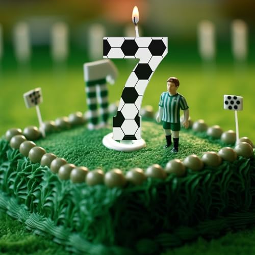 Soccer Number 7 Candle - Birthday Cake Topper for Kids & Adults
