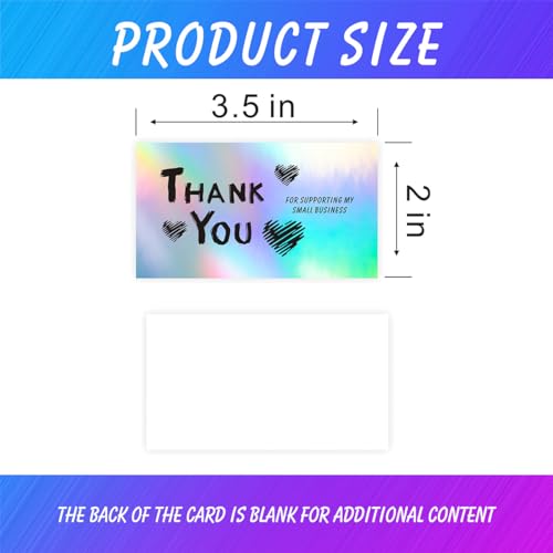 Holographic Thank You Cards Set - 240 Pcs, 6 Unique Designs