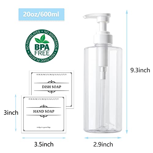 Clear Refillable Lotion Soap Dispenser Pump Bottle - 20oz (2 Pack)