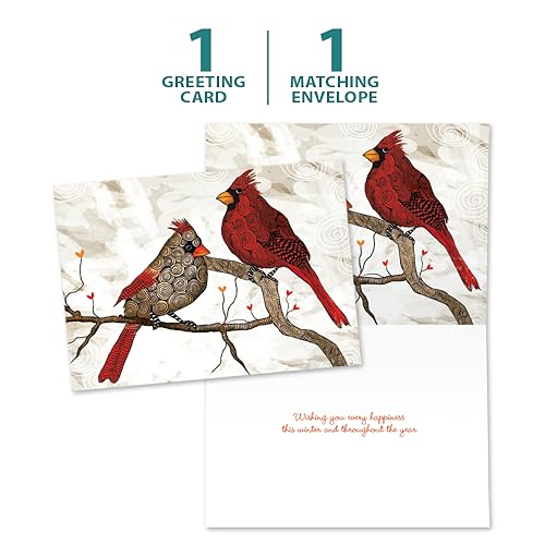 Eco-Friendly Holiday Greeting Card with Envelope - 5x7 Cardinals