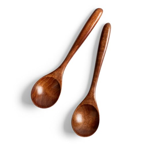 Hefild 2-Piece Hardwood Honey Spoons Set - 6.7 Inch Wooden Spoons