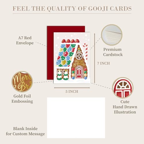 Gooji Vintage Gingerbread House Christmas Card with Envelopes