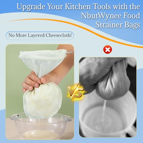 White 3-Pack Fine Mesh Strainer Bags with Steel Handle - Reusable Food Filter