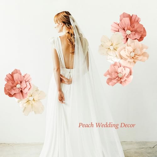 Beige and Peach Paper Flowers - Boho Party Decorations Set