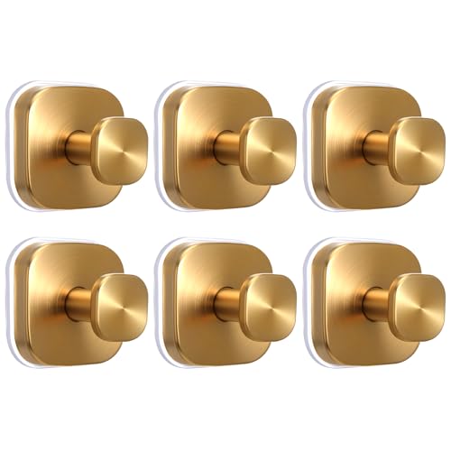 15lbs Suction Hooks - 6 Pack No Drill Stainless Steel Bathroom Hooks