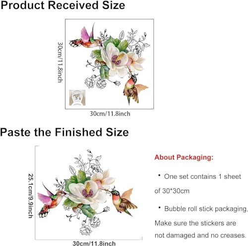 Floral Birds Butterfly Toilet Seat Stickers - Set of 2