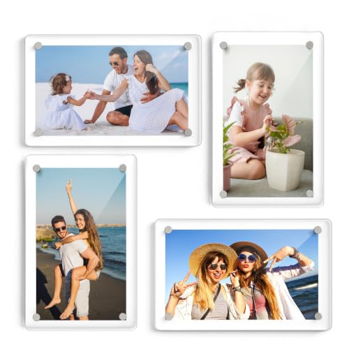 DomeStar 4x6 Magnetic Acrylic Picture Frames for Fridge - 4 Pack