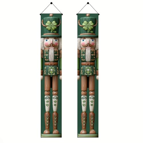 St Patrick Day Nutcracker Porch Banner Shamrock Door Hanging 12x72 Inch