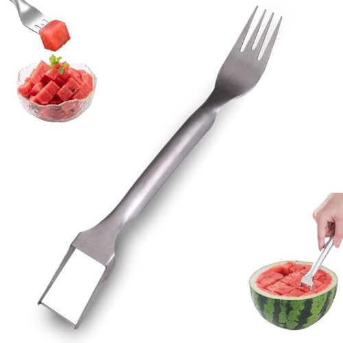 Yeabomy 2-in-1 Stainless Steel Watermelon Fork Slicer Tool