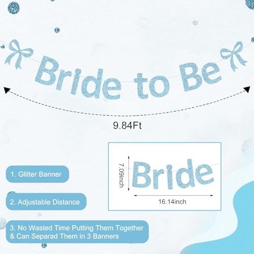 Bride to Be Glitter Banner - Pre-Strung Light Blue Bachelorette Garland