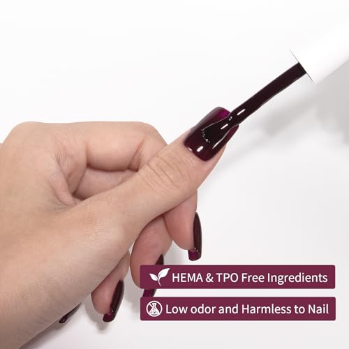 Goolich Burgundy Gel Nail Polish 0.5 Fl Oz HEMA Free Wine Red Soak Off