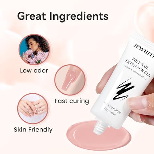 JEWHITENY Poly Nail Gel 2-Piece Nude Pink Extension Kit