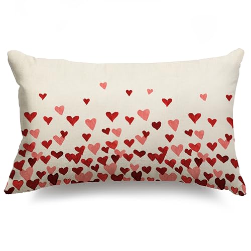 Valentine's Day 12x20 Pink Heart Love Pattern Pillow Cover