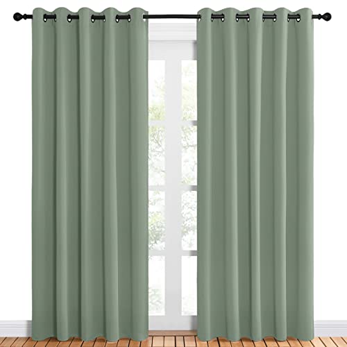 NICETOWN Thermal Insulated Blackout Curtains, Greyish Green, 60x84 Inch (2 Pack)