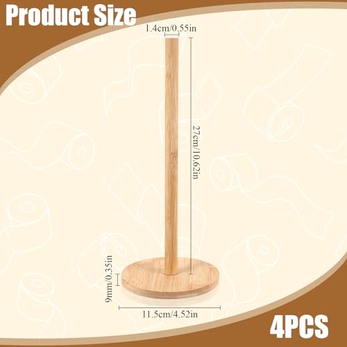 SHENLIU Bamboo Paper Towel Holder Stand - 4Pcs Non-Slip Kitchen & Bathroom Organizer