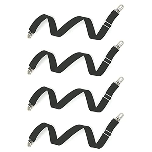 Adjustable Bed Sheet Clips - Secure & Durable, 4 Pieces (Black)