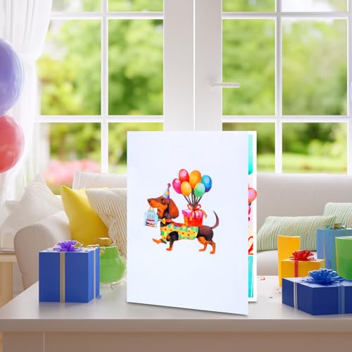 Dachshund Birthday Card Pop Up | Funny Sausage Dog Card for Dog Lovers