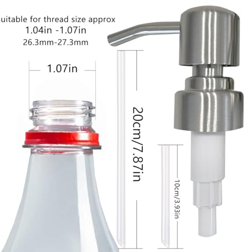 Silver Stainless Steel Soap Dispenser Pump Replacement Head - Pack of 2