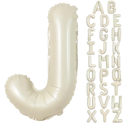 40 Inch Cream White Letter J Balloon - Giant Foil Decoration