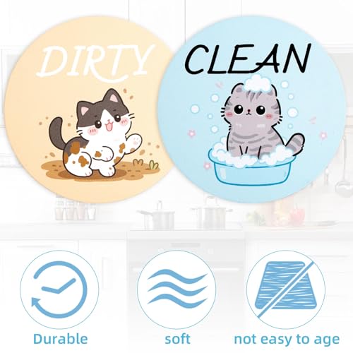 Funny Cat Dishwasher Magnet Sign - Double-Sided Clean/Dirty