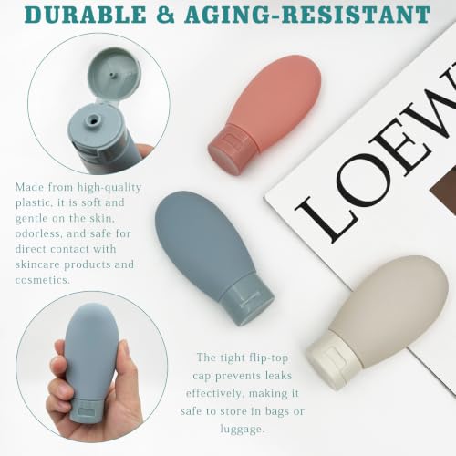 3 Pack Leakproof Travel Bottles Set - 60ml Squeezable Containers with Bag