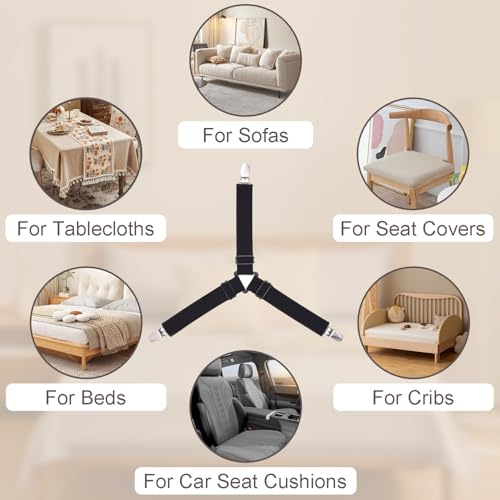 4 Pack Adjustable Bed Sheet Straps - Non-Slip Mattress Corner Holders