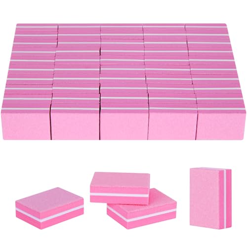 MixPeak 50 Pcs Mini Nail Buffers - 100/180 Grit Sponge Files for Acrylic and Natural Nails
