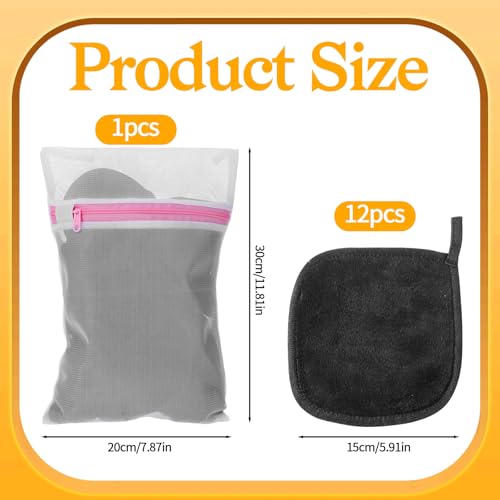 SynHHergyx Reusable Makeup Remover Cloths 12-Pack with Mesh Bag